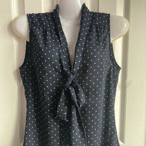 Navy Polkadot sleeveless top size xs